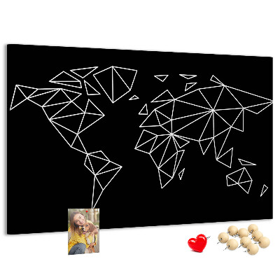 Korková nástenka na stenu Geometria sveta v bielych kontúrach