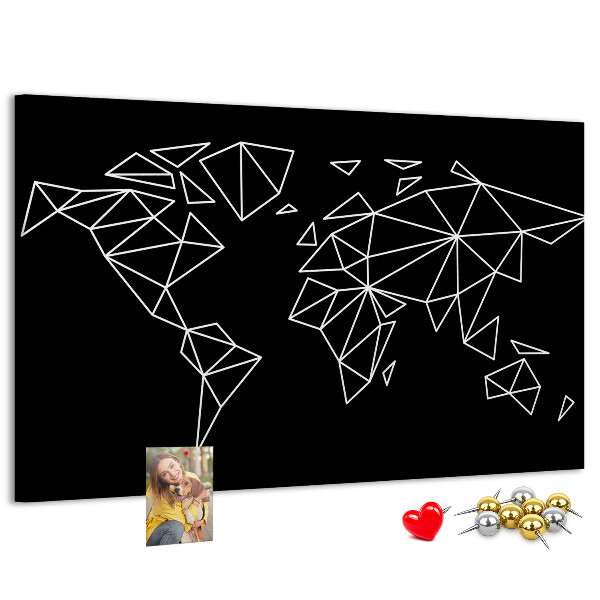 Korková nástenka na stenu Geometria sveta v bielych kontúrach