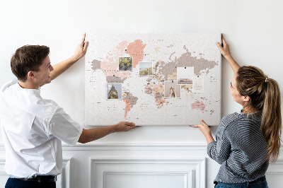 Nástenka Mapa sveta v tlmených farbách