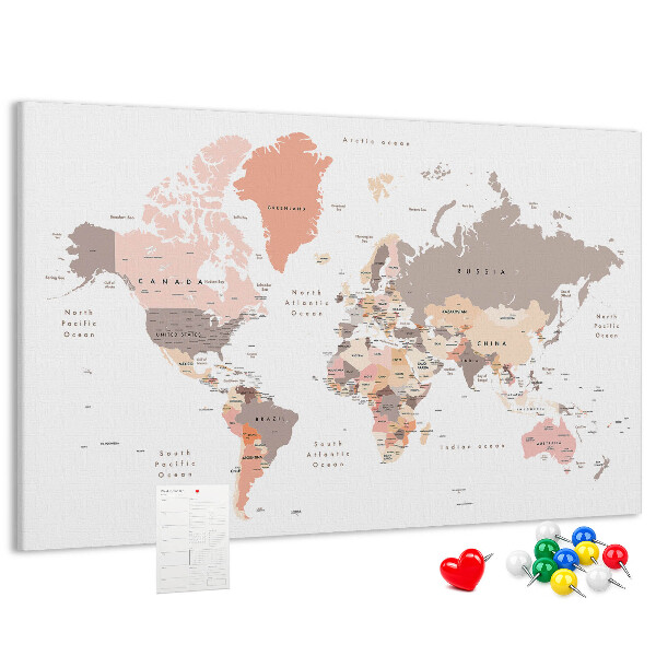 Nástenka Mapa sveta v tlmených farbách