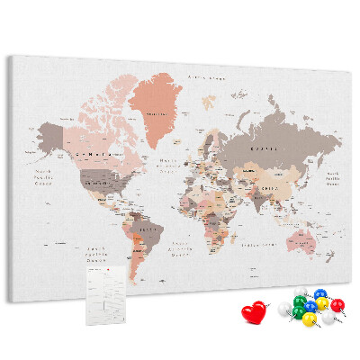 Nástenka Mapa sveta v tlmených farbách