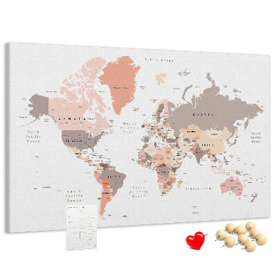 Nástenka Mapa sveta v tlmených farbách