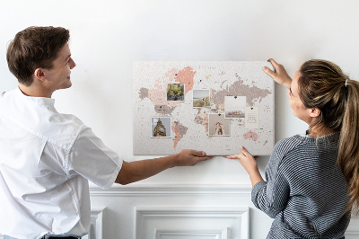 Nástenka Mapa sveta v tlmených farbách