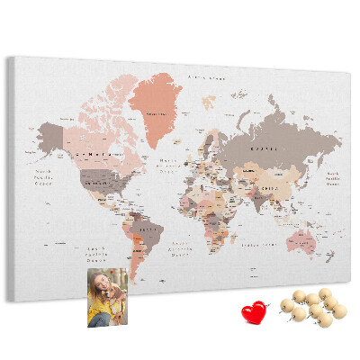 Nástenka Mapa sveta v tlmených farbách