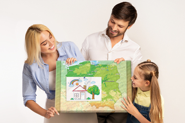Korková tabuľa Mapa Poľska s vyznačenou Varšavou
