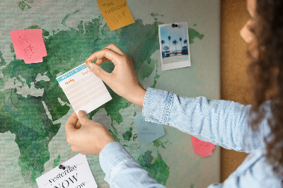 Korková tabuľa Zelená akvarelová mapa sveta
