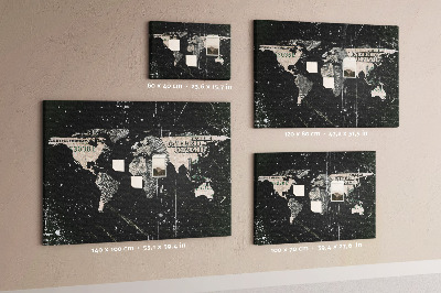 Nástenka Mapa sveta na pozadí dolárovej bankovky