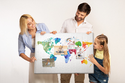 Nástenka Farebná akvarelová mapa sveta