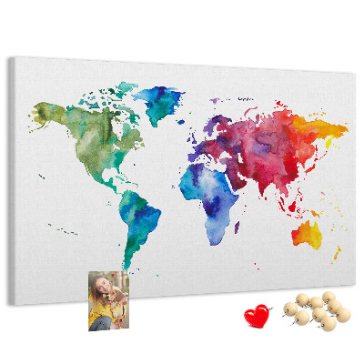Nástenka Farebná akvarelová mapa sveta