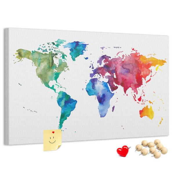 Nástenka Farebná akvarelová mapa sveta