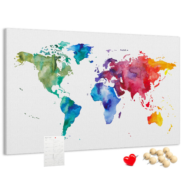 Nástenka Farebná akvarelová mapa sveta