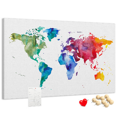 Nástenka Farebná akvarelová mapa sveta