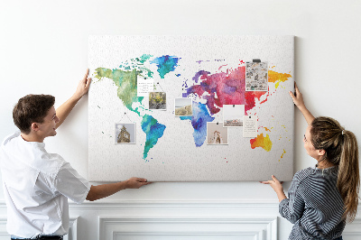 Nástenka Farebná akvarelová mapa sveta