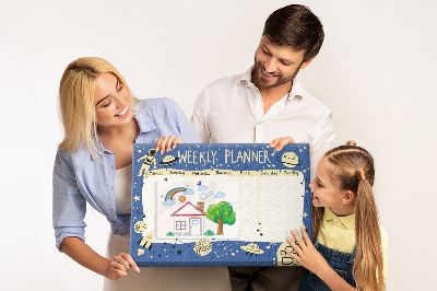 Korková nástenka na stenu Kozmický týždenný plánovač s planétami a hviezdami