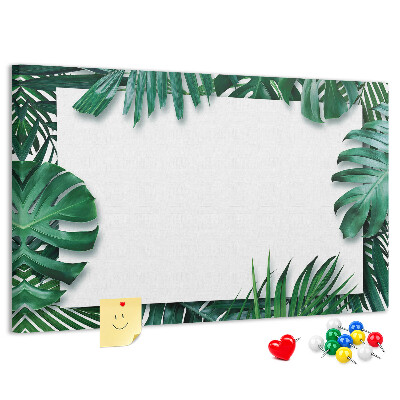Korková tabuľa Zelené listy v tropickom štýle.