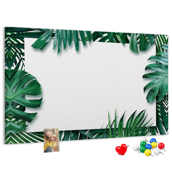 Korková tabuľa Zelené listy v tropickom štýle.