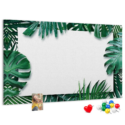 Korková tabuľa Zelené listy v tropickom štýle.