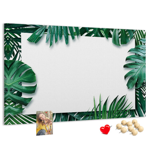 Korková tabuľa Zelené listy v tropickom štýle.