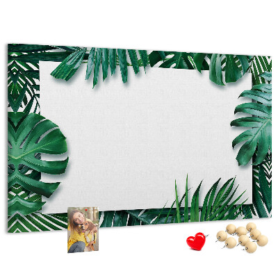Korková tabuľa Zelené listy v tropickom štýle.