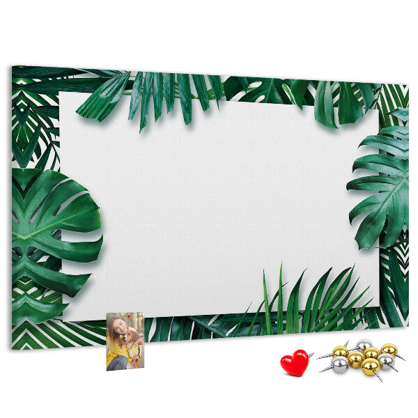 Korková tabuľa Zelené listy v tropickom štýle.