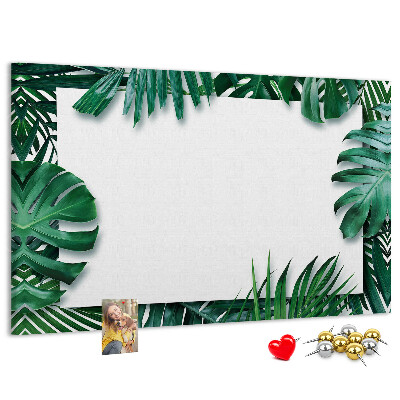 Korková tabuľa Zelené listy v tropickom štýle.