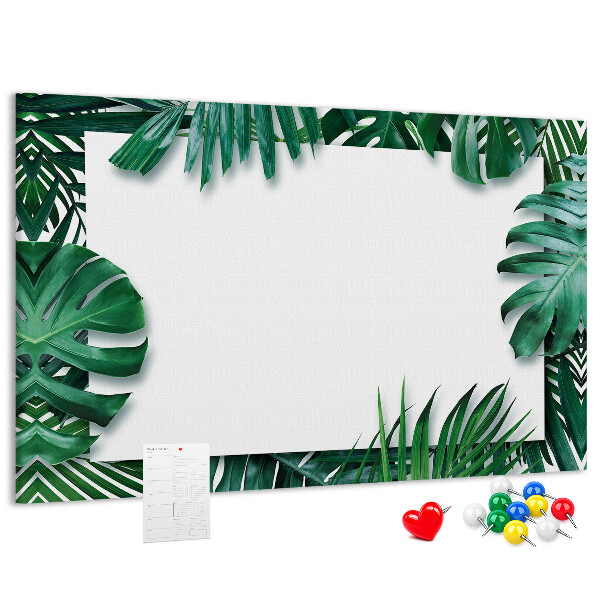 Korková tabuľa Zelené listy v tropickom štýle.