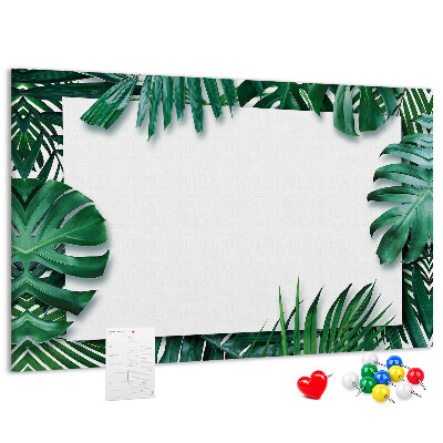 Korková tabuľa Zelené listy v tropickom štýle.