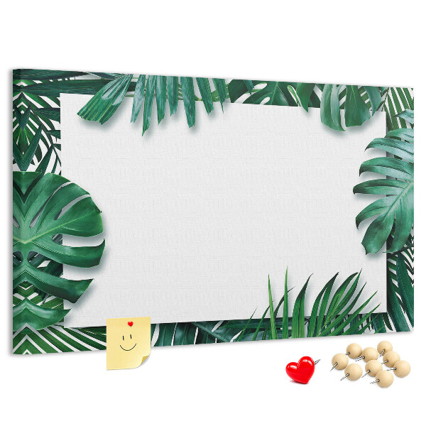 Korková tabuľa Zelené listy v tropickom štýle.