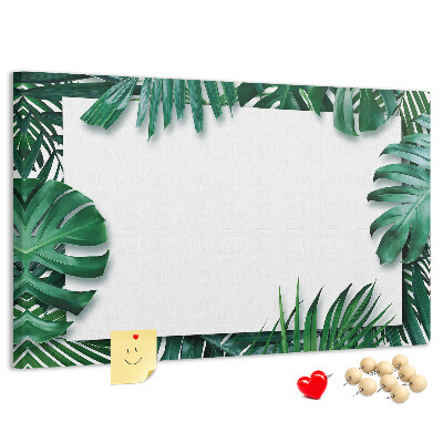 Korková tabuľa Zelené listy v tropickom štýle.