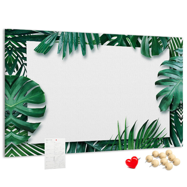 Korková tabuľa Zelené listy v tropickom štýle.