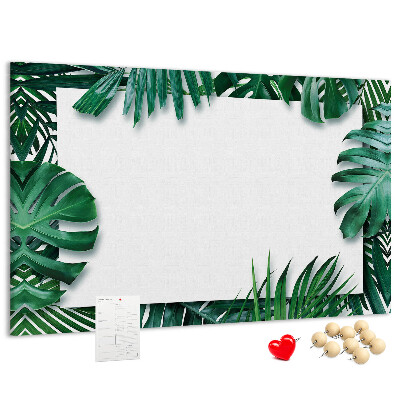 Korková tabuľa Zelené listy v tropickom štýle.