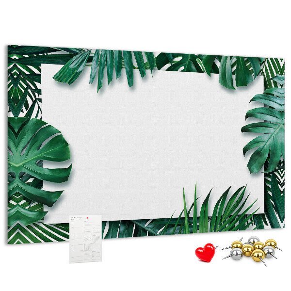 Korková tabuľa Zelené listy v tropickom štýle.