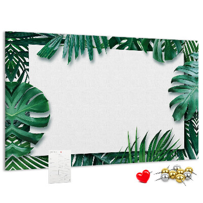 Korková tabuľa Zelené listy v tropickom štýle.