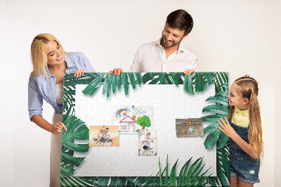 Korková tabuľa Zelené listy v tropickom štýle.