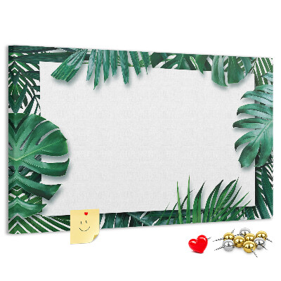 Korková tabuľa Zelené listy v tropickom štýle.