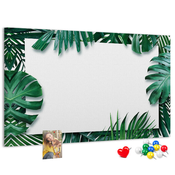 Korková tabuľa Zelené listy v tropickom štýle.