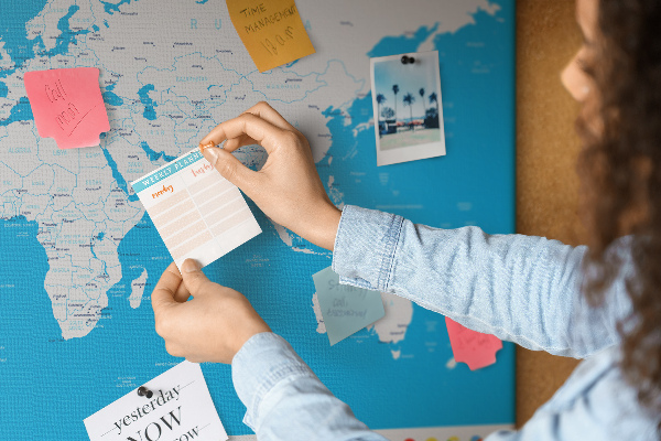 Korková nástenka na stenu Farebná mapa sveta s vlajkami krajín