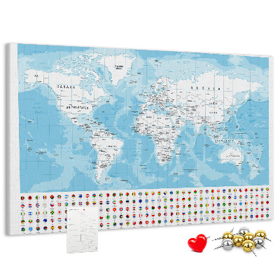 Nástenka Mapa sveta s farebnými špendlíkmi