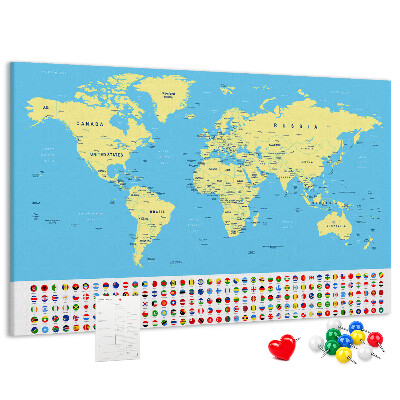 Nástenka Mapa sveta s vlajkami krajín