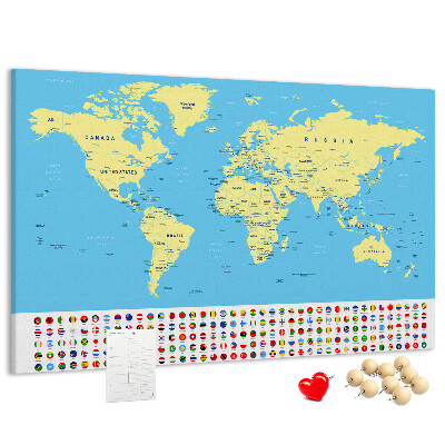 Nástenka Mapa sveta s vlajkami krajín
