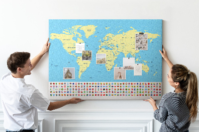 Nástenka Mapa sveta s vlajkami krajín