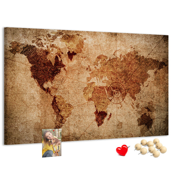 Korková tabuľa Mapa starovekého sveta v teplých tónoch