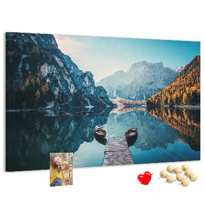 Korková nástenka na stenu Horská krajina sa odráža v jazere