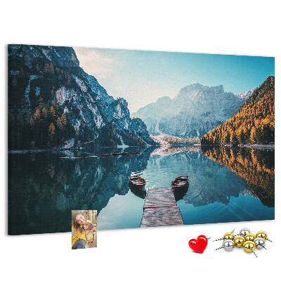 Korková nástenka na stenu Horská krajina sa odráža v jazere