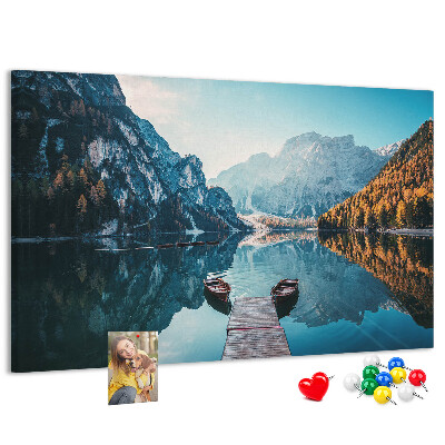 Korková nástenka na stenu Horská krajina sa odráža v jazere