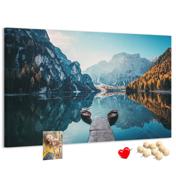 Korková nástenka na stenu Horská krajina sa odráža v jazere