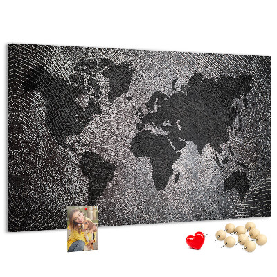 Nástenka Mapa sveta v odtieňoch sivej.