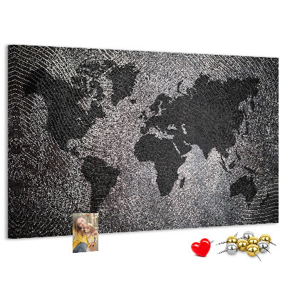 Nástenka Mapa sveta v odtieňoch sivej.