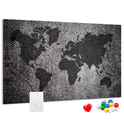 Nástenka Mapa sveta v odtieňoch sivej.