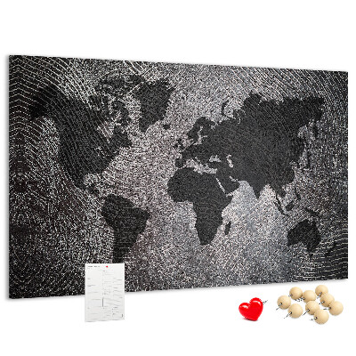 Nástenka Mapa sveta v odtieňoch sivej.